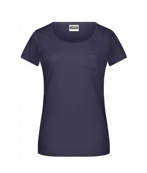 Sieviešu organiskās kokvilnas t-krekls ar krūšu kabatu 8003